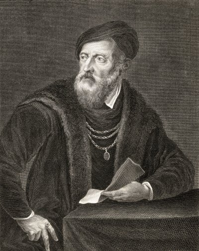 Self Portrait, engraved by Antoine Louis Romanet by Tiziano Vecelli